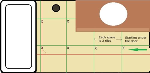 grid tile layout for bathroom