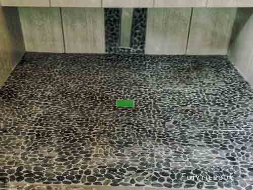 Miserable Pebble Tile Flooring Diytileguy, How Do You Grout A Pebble Shower Floor