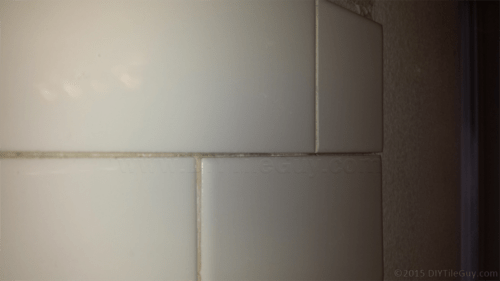 half cut subway tile installed