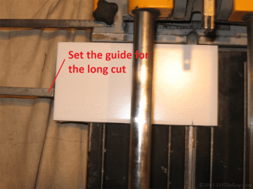 setting the guide to cut subway tile