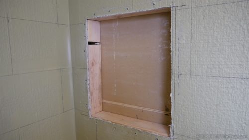 Simple DIY Removable Teak Shower Niche Shelf - Addicted 2 Decorating®