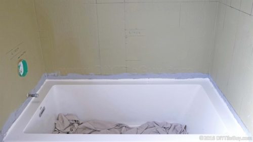 tub flange sealed for tile