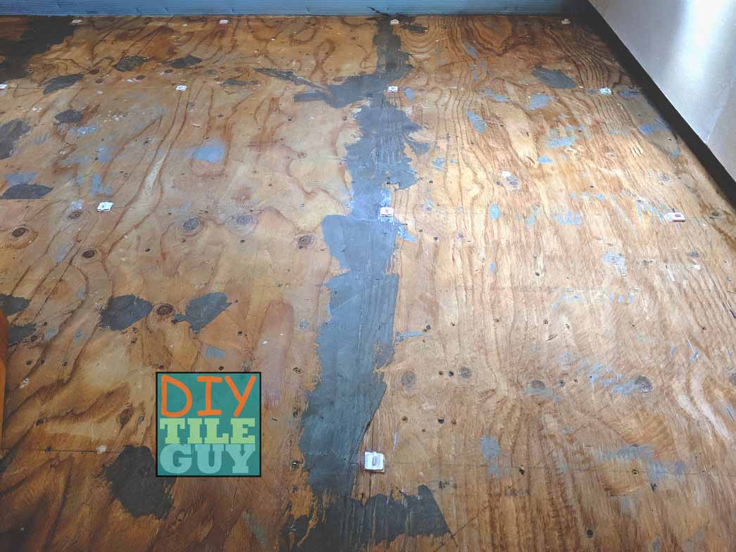 plywood substrate before self-leveling underlayment