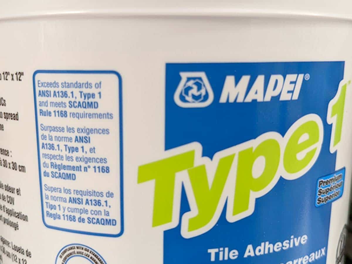 ANSI A136.1 type 1 mastic from Mapei
