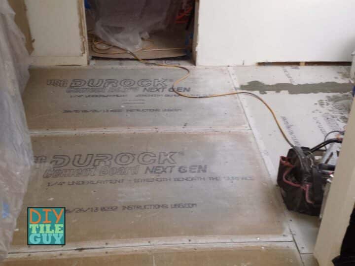 cement backer board installed on a floor