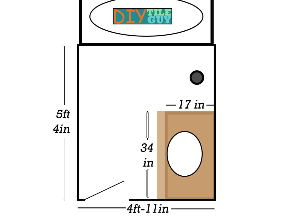 calculating the square footage of a bathroom floor for tile by subtracting the vanity 